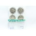 925 sterling silver jhumki earring green Turquoise Beads uncut zircon stone